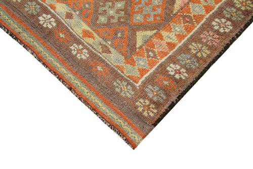 Vintage Herki Brown Vintage Cotton Wool Handmade Area Rug 2'11'' x 11'2''