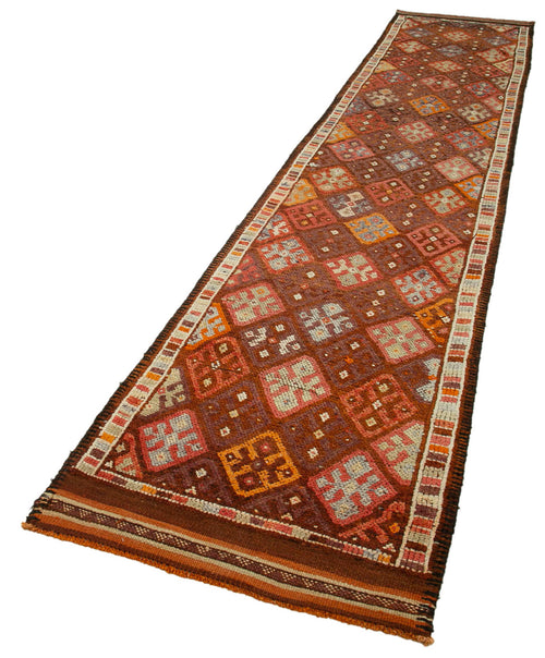 Vintage Herki Orange Vintage Cotton Wool Handmade Area Rug 2'11'' x 15'0''