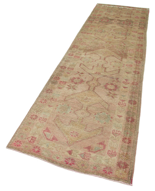 Vintage Herki Beige Vintage Cotton Wool Handmade Area Rug 2'11'' x 10'11''