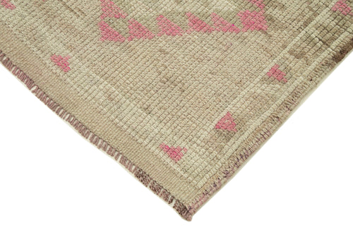 Vintage Herki Beige Vintage Cotton Wool Handmade Area Rug 2'11'' x 13'5''