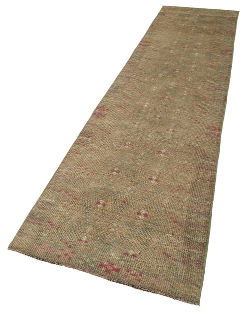 Vintage Herki Beige Vintage Cotton Wool Handmade Area Rug 2'10'' x 12'6''