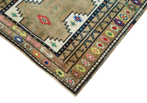 Handmade Area Rug – Vintage Cotton Wool Long Runner Rug 3'1" x 12'1" Beige