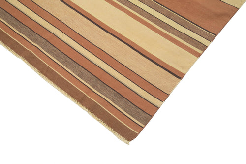 Geometric Duri Brown Geometric Cotton Wool Handmade Area Rug 8'10'' x 12'0''