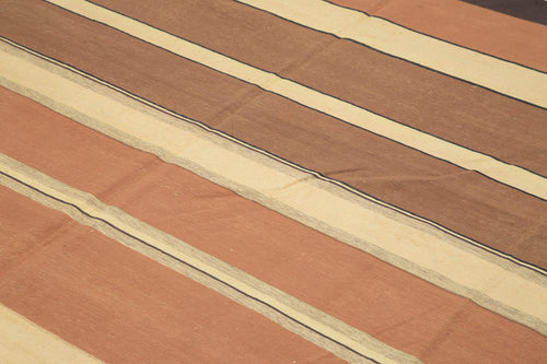 Geometric Duri Brown Geometric Cotton Wool Handmade Area Rug 8'10'' x 12'0''