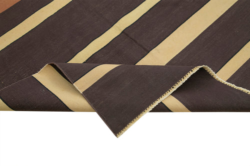 Geometric Duri Brown Geometric Cotton Wool Handmade Area Rug 8'10'' x 12'0''