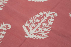 Handmade Area Rug - Red Geometric Cotton Wool 3'7'' x 5'6'' Vintage Turkish Carpet