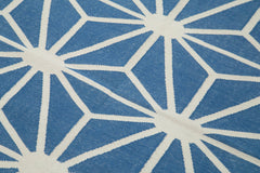 Geometric Duri Blue Geometric Cotton Wool Handmade Area Rug 3'8'' x 5'6''