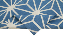Geometric Duri Blue Geometric Cotton Wool Handmade Area Rug 3'8'' x 5'6''