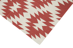 Duri Red Geometric Cotton Wool Handmade Area Rug 3'6'' x 5'5''
