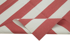 Handmade Area Rug - Red Geometric Cotton Wool Blend Durable Floor Covering 3'6" x 5'8"