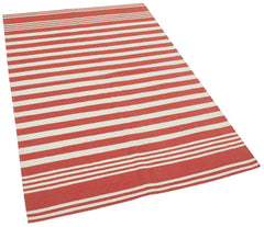 Geometric Duri Red Geometric Cotton Wool Handmade Area Rug 3'6'' x 5'6''