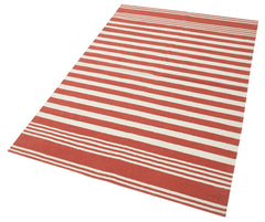 Geometric Duri Red Geometric Cotton Wool Handmade Area Rug 3'6'' x 5'6''