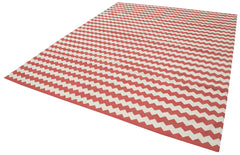 Geometric Duri Red Geometric Cotton Wool Handmade Area Rug 7'11'' x 9'8''