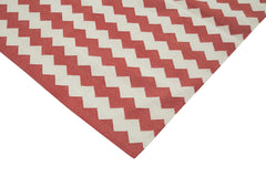 Geometric Duri Red Geometric Cotton Wool Handmade Area Rug 7'11'' x 9'8''