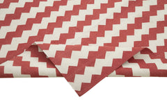 Geometric Duri Red Geometric Cotton Wool Handmade Area Rug 7'11'' x 9'8''