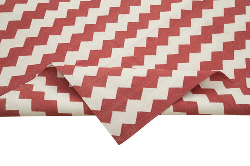 Geometric Duri Red Geometric Cotton Wool Handmade Area Rug 7'11'' x 9'8''