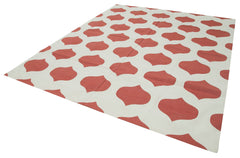 Geometric Duri Red Geometric Cotton Wool Handmade Area Rug 8'0'' x 9'9''