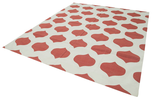Geometric Duri Red Geometric Cotton Wool Handmade Area Rug 8'0'' x 9'9''