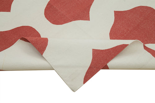 Geometric Duri Red Geometric Cotton Wool Handmade Area Rug 8'0'' x 9'9''