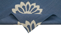 Geometric Duri Blue Geometric Cotton Wool Handmade Area Rug 8'0'' x 10'0''