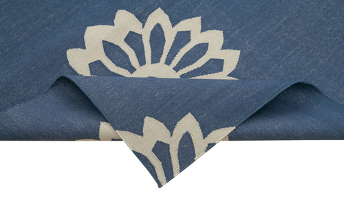 Geometric Duri Blue Geometric Cotton Wool Handmade Area Rug 8'0'' x 10'0''