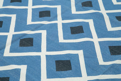 Geometric Duri Blue Geometric Cotton Wool Handmade Area Rug 9'11'' x 13'7''