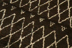 Purpleocco Brown Geometric Wool Cotton Handmade Rug 3'11'' x 8'1''