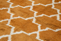 Purpleocco Orange Geometric Wool Cotton Handmade Rug 8'11'' x 12'8''