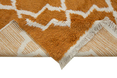 Purpleocco Orange Geometric Wool Cotton Handmade Rug 8'11'' x 12'8''