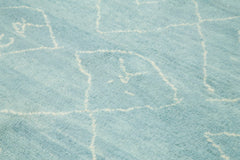 Purpleocco Blue Geometric Wool Cotton Handmade Rug 7'9'' x 9'7''