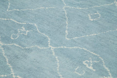 Purpleocco Blue Geometric Wool Cotton Handmade Rug 7'8'' x 10'3''