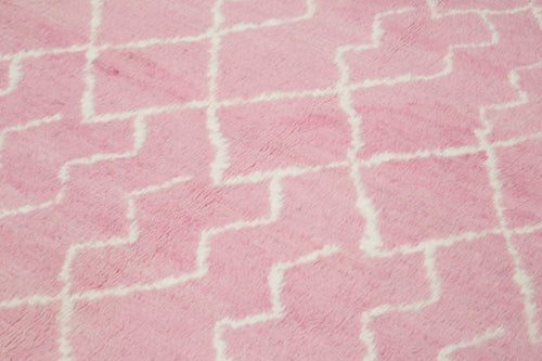 Purpleocco Pink Geometric Wool Cotton Handmade Rug 8'2'' x 10'5''