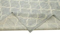 Purpleocco Blue Geometric Wool Cotton Handmade Rug 7'8'' x 11'2''