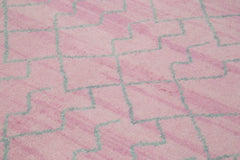 Purpleocco Pink Geometric Wool Cotton Handmade Rug 7'10'' x 9'9''