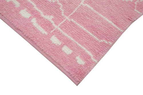 Purpleocco Pink Geometric Wool Cotton Handmade Rug 6'2'' x 10'11''