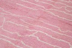 Purpleocco Pink Geometric Wool Cotton Handmade Rug 6'2'' x 10'11''