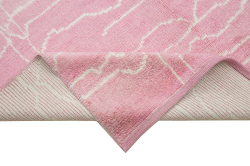 Purpleocco Pink Geometric Wool Cotton Handmade Rug 6'2'' x 10'11''