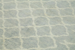 Purpleocco Blue Geometric Wool Cotton Handmade Rug 9'1'' x 11'8''