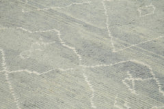 Purpleocco Grey Geometric Wool Cotton Handmade Rug 7'4'' x 11'10''