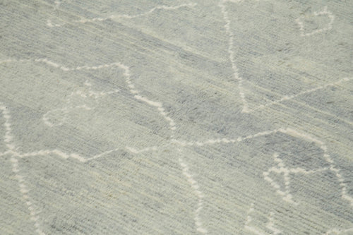 Purpleocco Grey Geometric Wool Cotton Handmade Rug 7'4'' x 11'10''