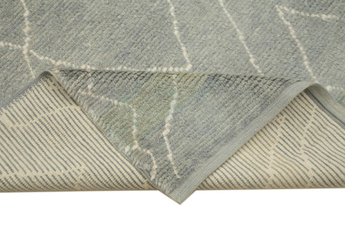 Purpleocco Grey Geometric Wool Cotton Handmade Rug 7'4'' x 11'10''