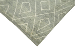 Purpleocco Grey Geometric Wool Cotton Handmade Rug 8'8'' x 10'10''