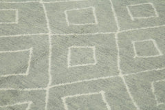 Purpleocco Grey Geometric Wool Cotton Handmade Rug 8'8'' x 10'10''