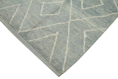 Purpleocco Blue Geometric Wool Cotton Handmade Rug 9'2'' x 13'1''