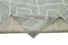 Purpleocco Blue Geometric Wool Cotton Handmade Rug 9'2'' x 13'1''