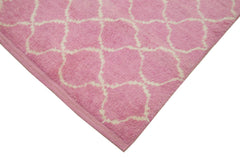 Purpleocco Pink Geometric Wool Cotton Handmade Rug 9'7'' x 11'4''