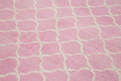 Purpleocco Pink Geometric Wool Cotton Handmade Rug 9'7'' x 11'4''