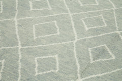 Purpleocco Grey Geometric Wool Cotton Handmade Rug 9'11'' x 13'9''