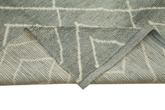 Purpleocco Grey Geometric Wool Cotton Handmade Rug 9'11'' x 13'9''