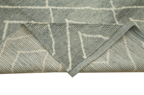 Purpleocco Grey Geometric Wool Cotton Handmade Rug 9'11'' x 13'9''